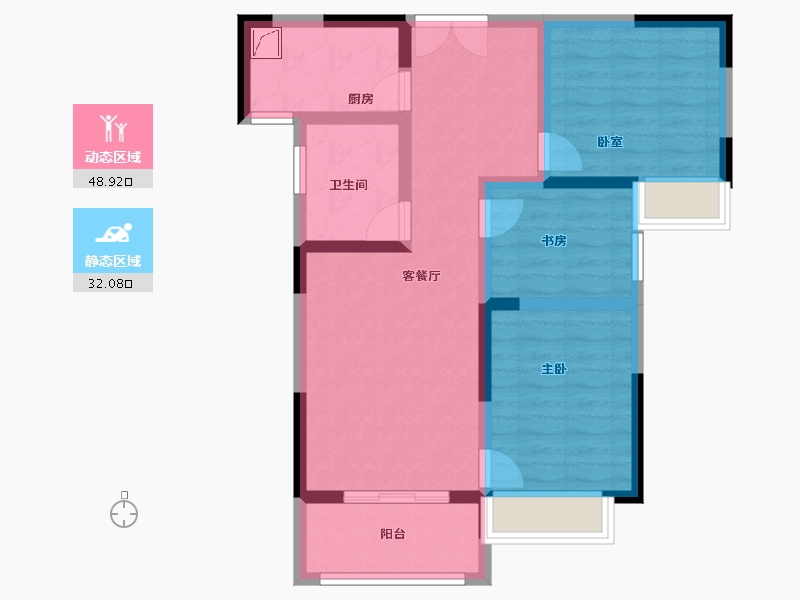 河南省-郑州市-鼎盛阳光城-70.90-户型库-动静分区