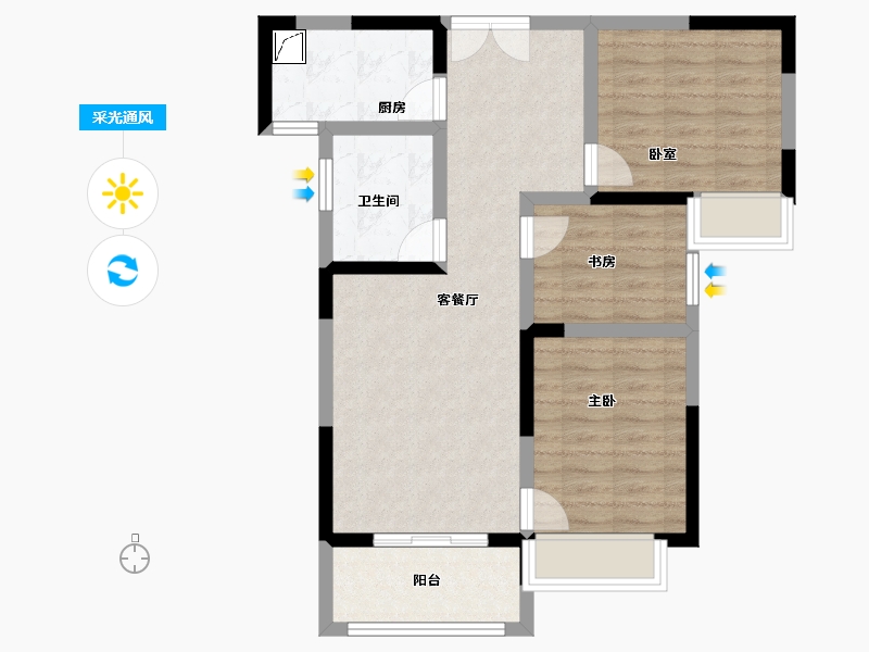 河南省-郑州市-鼎盛阳光城-70.90-户型库-采光通风