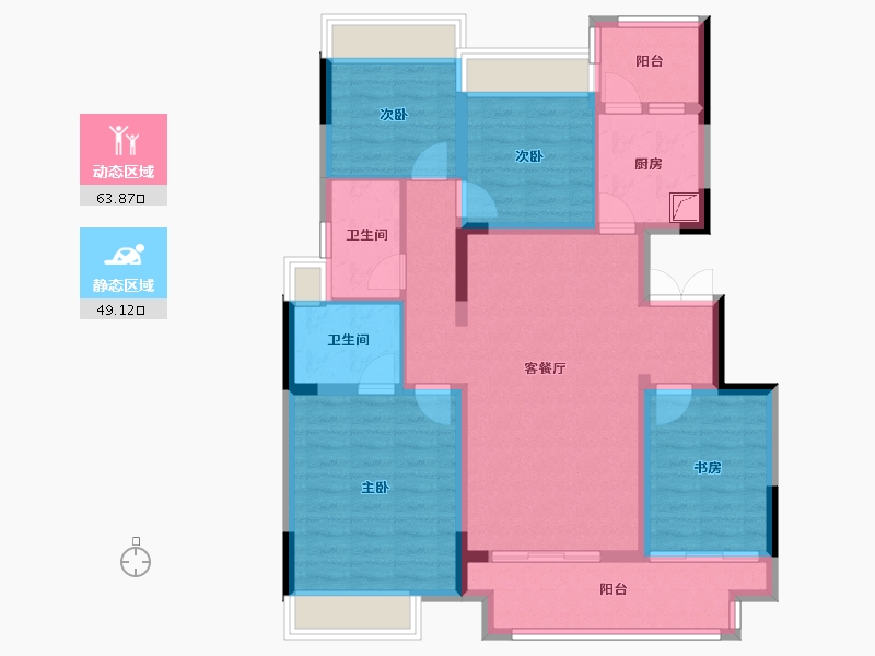 重庆-重庆市-中交中央公园嘉颂-106.02-户型库-动静分区