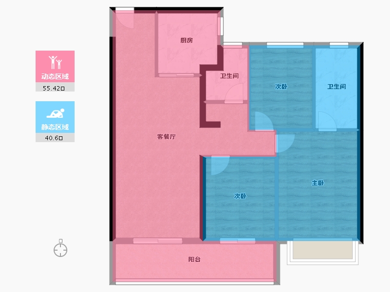 河南省-郑州市-融信奥体世纪-86.40-户型库-动静分区