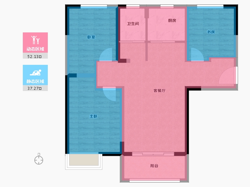 河南省-郑州市-恒基水榭华城-80.00-户型库-动静分区