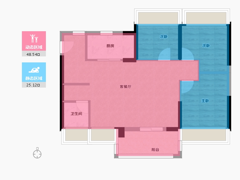 广东省-深圳市-佳华领悦广场​-65.60-户型库-动静分区