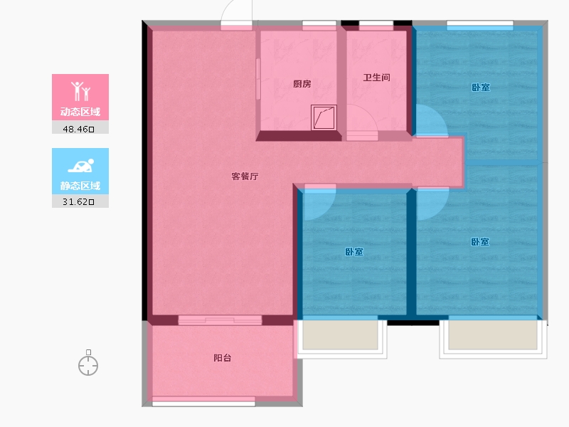 河南省-郑州市-中海如园-70.35-户型库-动静分区