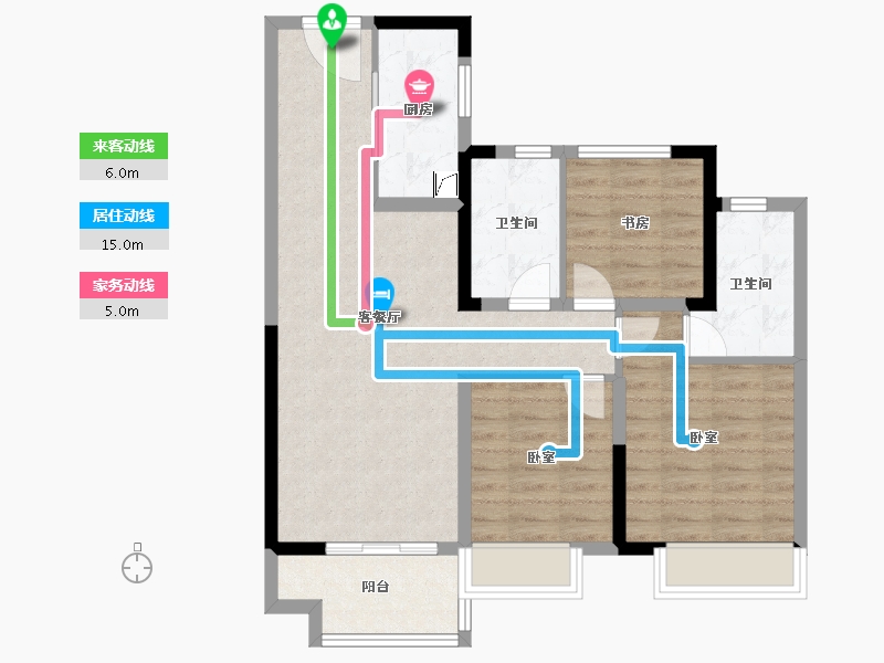 江苏省-苏州市-融创滨江映​-79.46-户型库-动静线