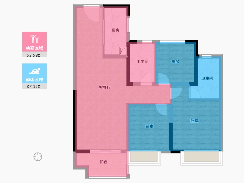 江苏省-苏州市-融创滨江映​-79.46-户型库-动静分区