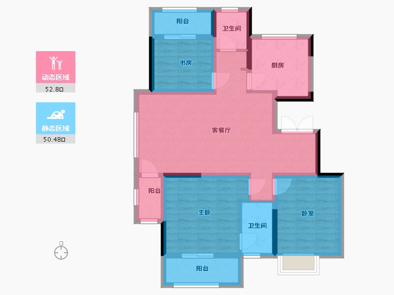 江苏省-苏州市-湖畔祥云花苑-91.48-户型库-动静分区