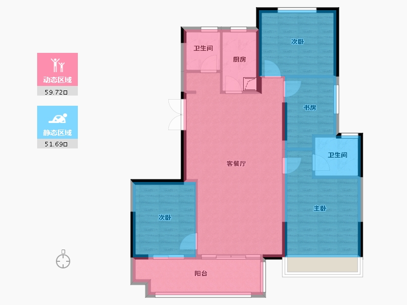 河南省-郑州市-锦艺四季城-100.70-户型库-动静分区