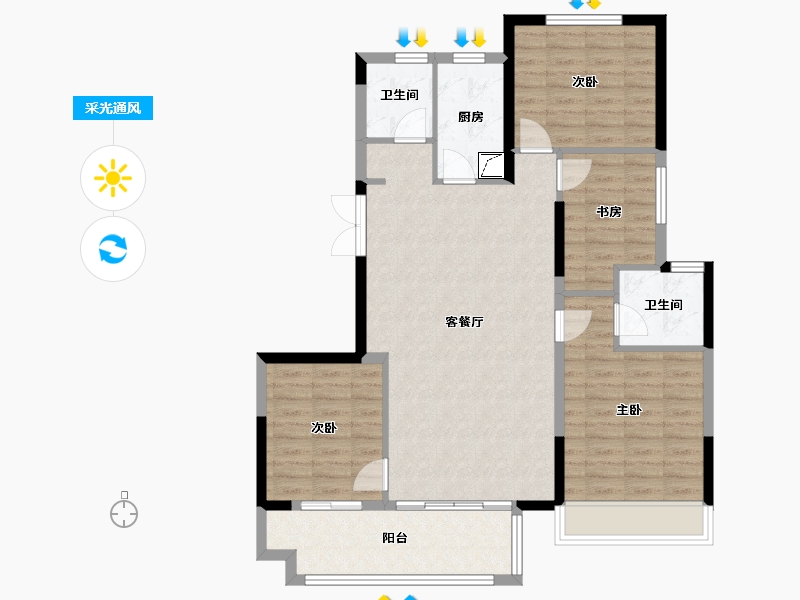 河南省-郑州市-锦艺四季城-100.70-户型库-采光通风