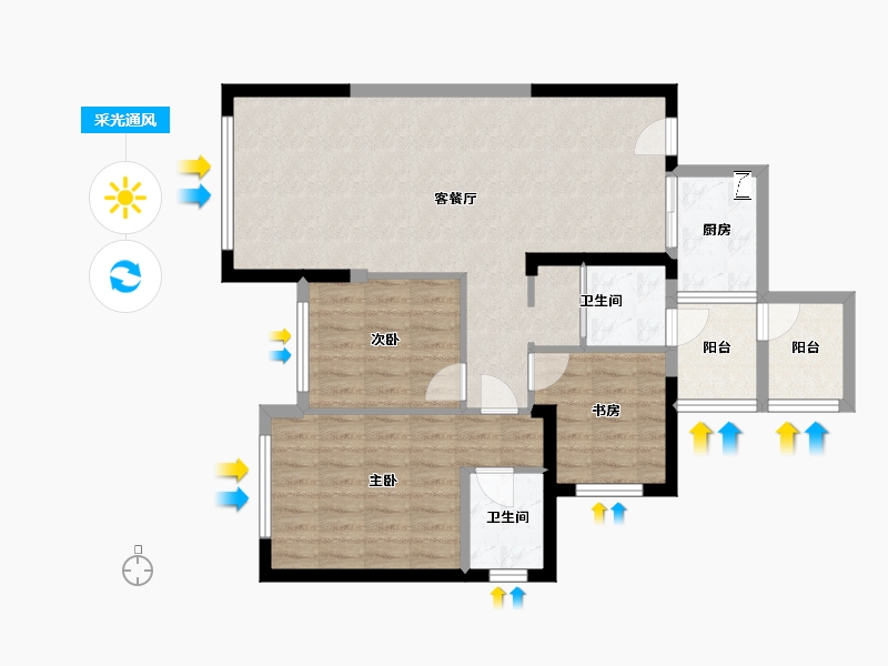 湖南省-常德市-朝阳时光-89.00-户型库-采光通风