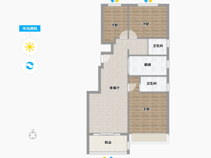 河南省-郑州市-郑州碧桂园-89.60-户型库-采光通风