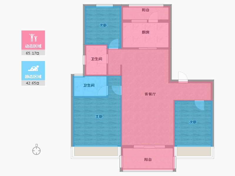 河南省-郑州市-郑州碧桂园-97.60-户型库-动静分区