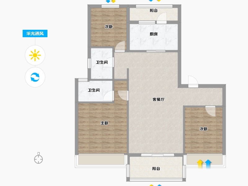 河南省-郑州市-郑州碧桂园-97.60-户型库-采光通风