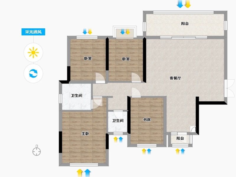 广西壮族自治区-南宁市-富鸣阳光城-30.00-户型库-采光通风