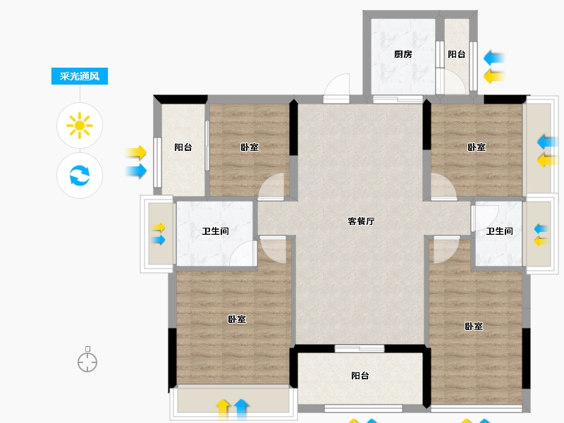 广东省-深圳市-珑湾上城花园-95.38-户型库-采光通风