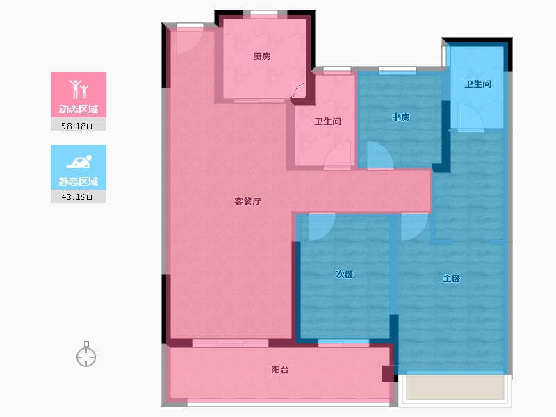 江苏省-苏州市-绿城招商·柳岸晓风-90.00-户型库-动静分区