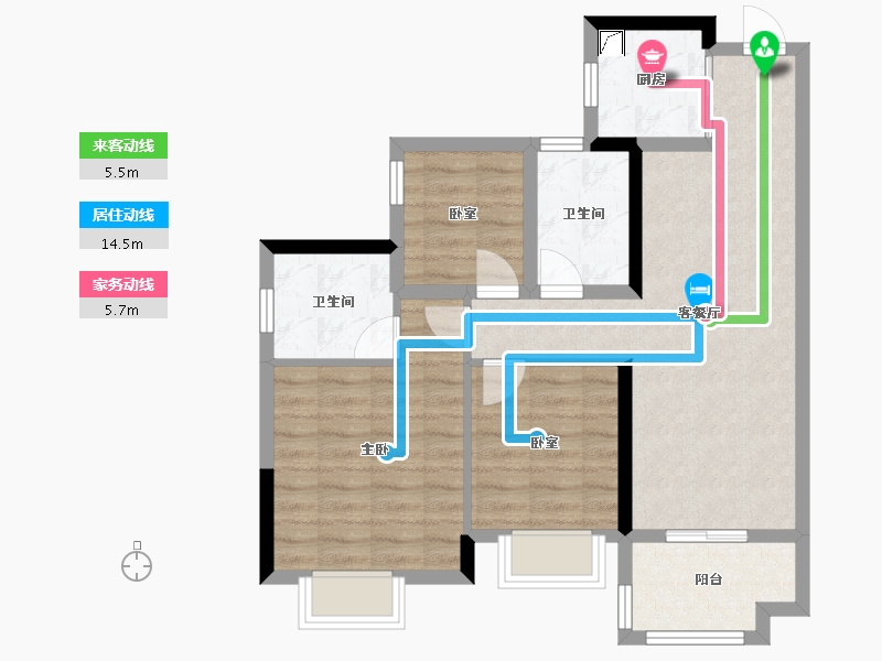 广东省-广州市-保利天汇-71.65-户型库-动静线