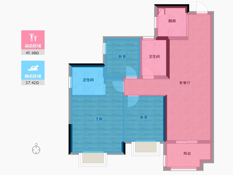 广东省-广州市-保利天汇-71.65-户型库-动静分区