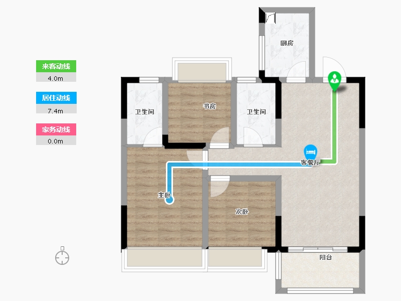 江苏省-苏州市-陆家嘴锦绣澜山-75.80-户型库-动静线