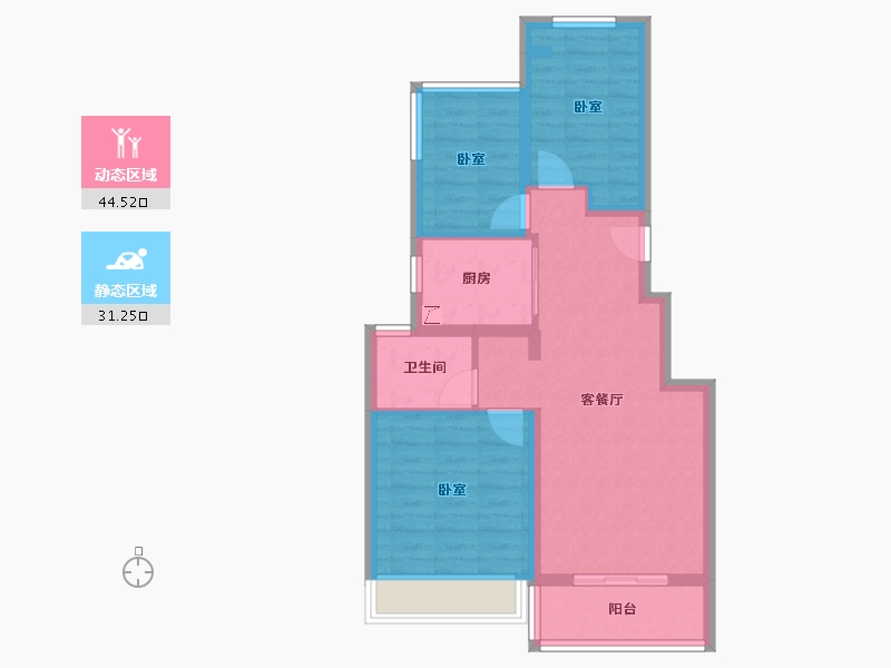 江苏省-苏州市-碧桂园伴山澜湾​-67.00-户型库-动静分区