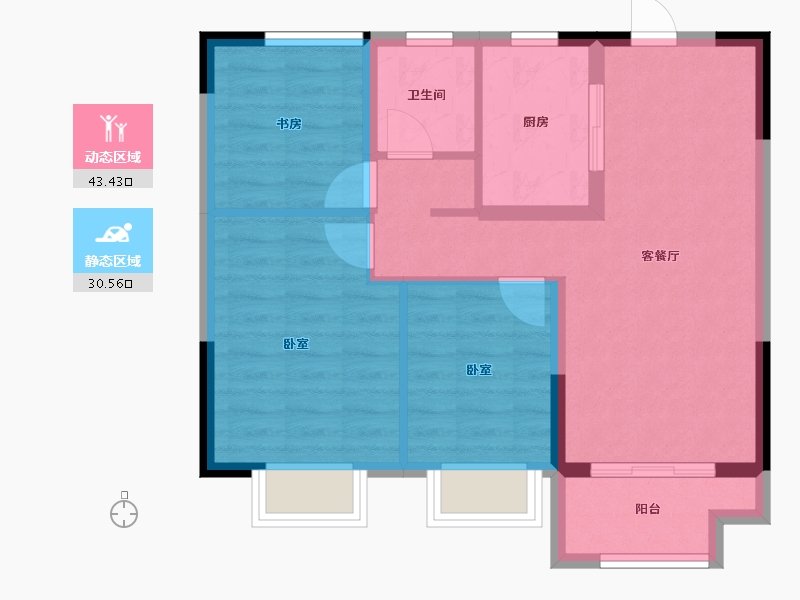 江苏省-苏州市-中建河风印月-66.01-户型库-动静分区