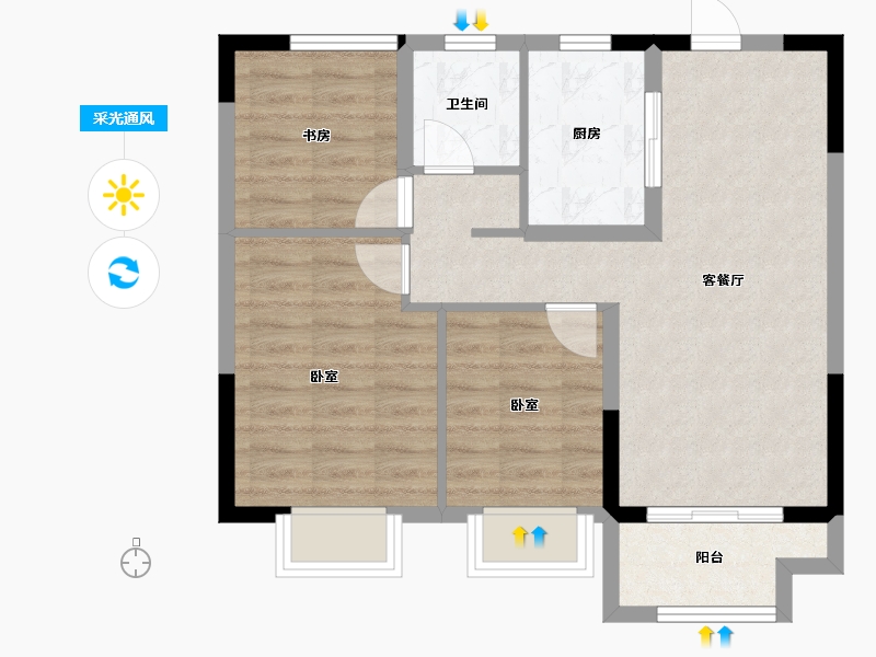 江苏省-苏州市-中建河风印月-66.01-户型库-采光通风