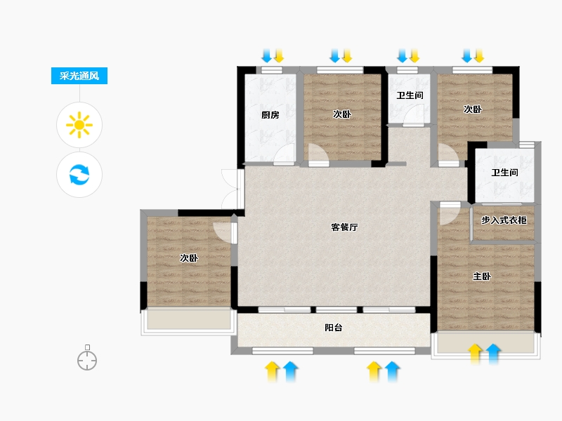 河南省-郑州市-锦艺四季城-112.31-户型库-采光通风