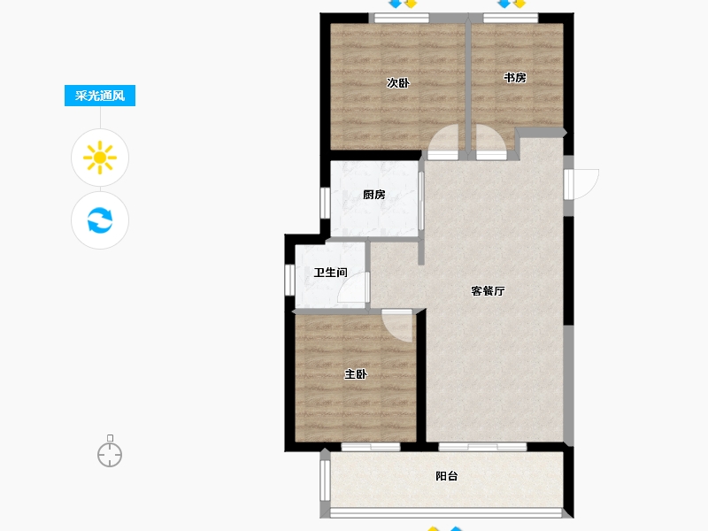 河南省-郑州市-锦艺四季城-74.13-户型库-采光通风