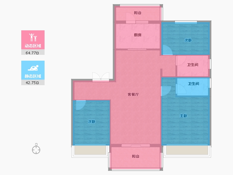 河南省-郑州市-郑州碧桂园-97.59-户型库-动静分区