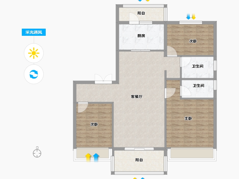 河南省-郑州市-郑州碧桂园-97.59-户型库-采光通风