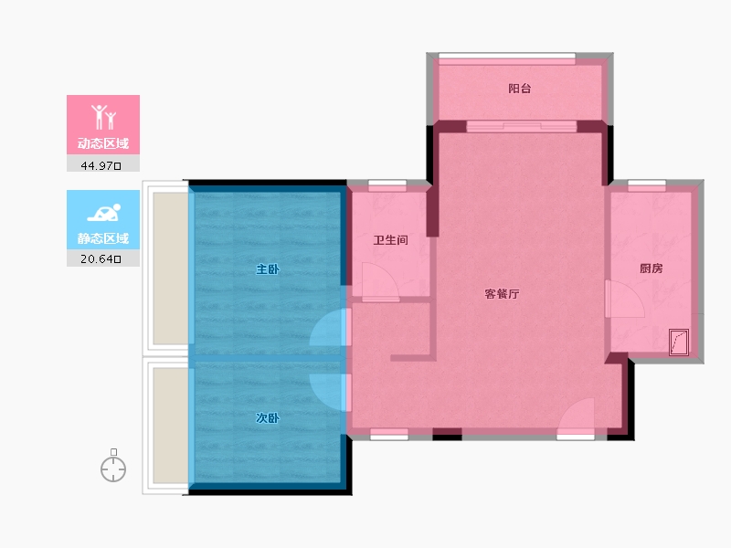 河南省-郑州市-金地·格林格林-58.40-户型库-动静分区