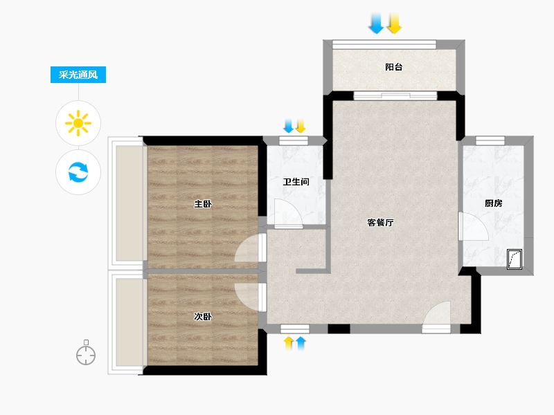 河南省-郑州市-金地·格林格林-58.40-户型库-采光通风