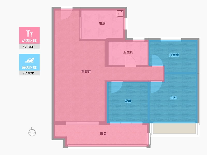 河南省-郑州市-郑州碧桂园-71.20-户型库-动静分区