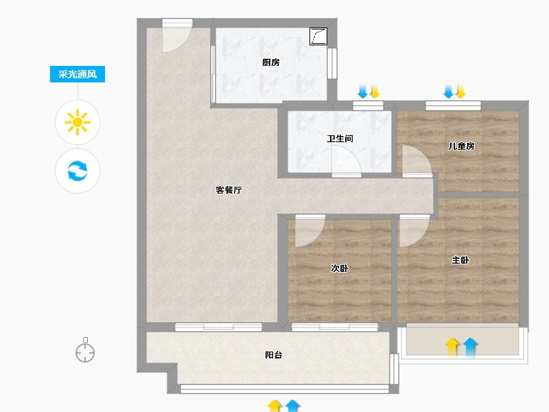 河南省-郑州市-郑州碧桂园-71.20-户型库-采光通风