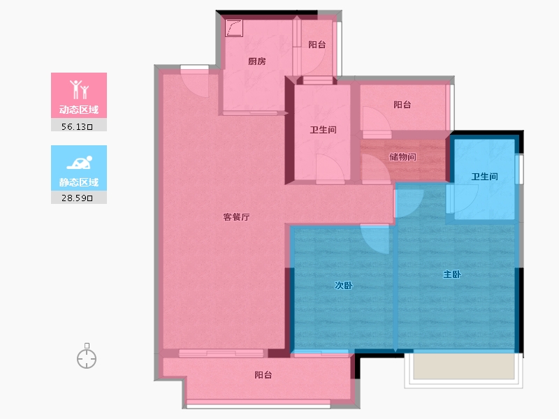 广东省-佛山市-卓越金科集美江湾-78.00-户型库-动静分区