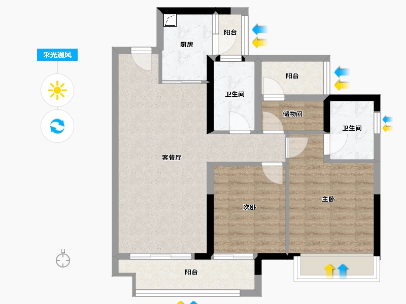 广东省-佛山市-卓越金科集美江湾-78.00-户型库-采光通风