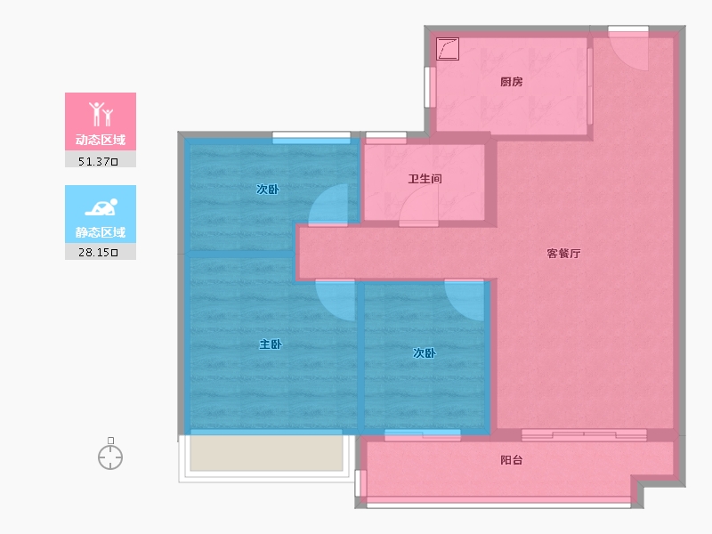 河南省-郑州市-郑州碧桂园-71.20-户型库-动静分区