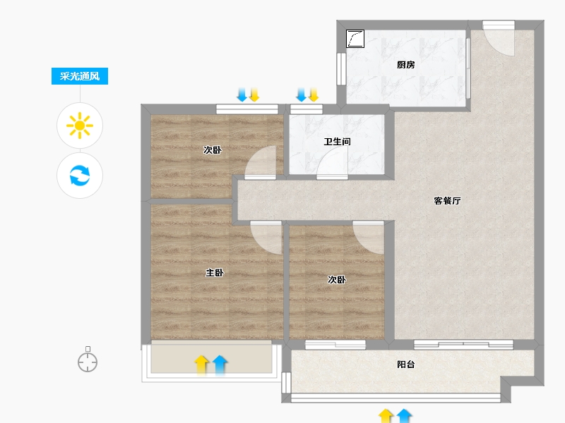 河南省-郑州市-郑州碧桂园-71.20-户型库-采光通风