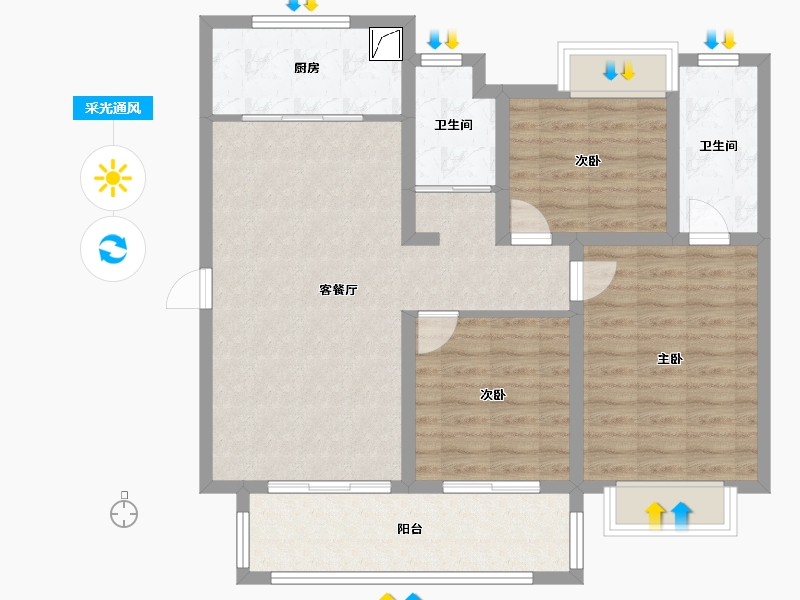 江苏省-无锡市-碧桂园-99.00-户型库-采光通风