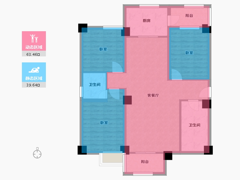 河北省-张家口市-滨河新城-135.48-户型库-动静分区