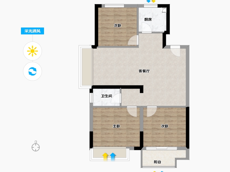 河南省-郑州市-澳海云澜赋-71.00-户型库-采光通风