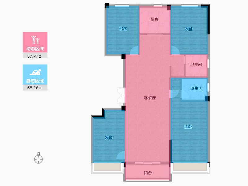 河南省-郑州市-郑州碧桂园-124.00-户型库-动静分区