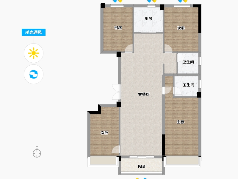 河南省-郑州市-郑州碧桂园-124.00-户型库-采光通风