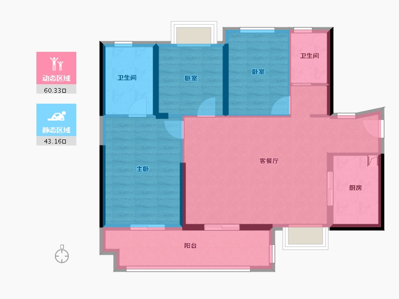 广东省-深圳市-碧桂园十里银滩维港湾-93.07-户型库-动静分区