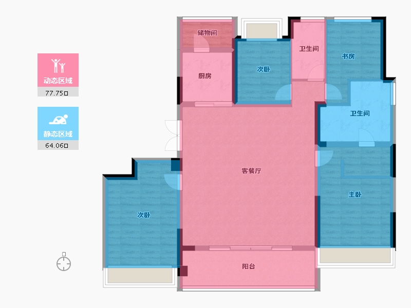 江苏省-苏州市-绿城招商·柳岸晓风-128.01-户型库-动静分区