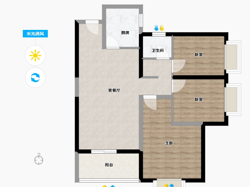 河南省-郑州市-泰山誉景-81.00-户型库-采光通风