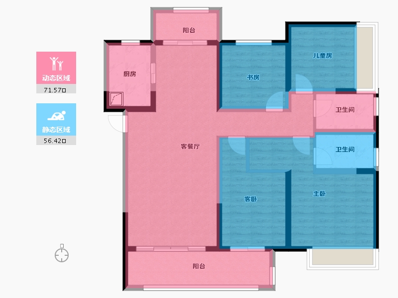 河南省-郑州市-中海如园-113.54-户型库-动静分区