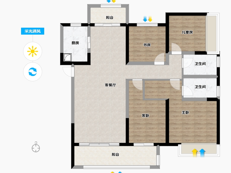 河南省-郑州市-中海如园-113.54-户型库-采光通风