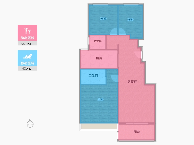 河南省-郑州市-郑州碧桂园-85.60-户型库-动静分区