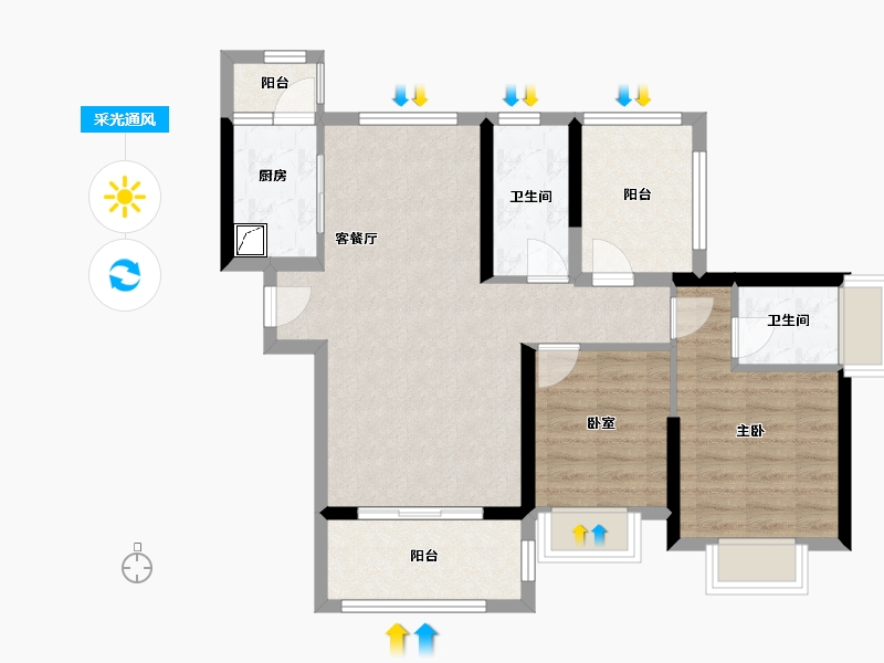 广东省-深圳市-牧云溪谷·和悦府-75.70-户型库-采光通风