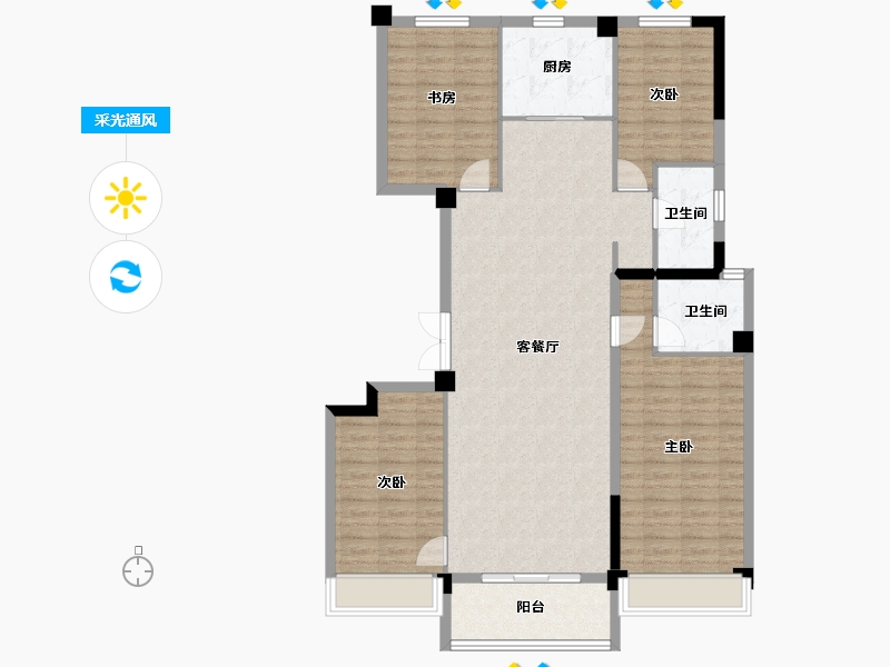 河南省-郑州市-郑州碧桂园-120.00-户型库-采光通风